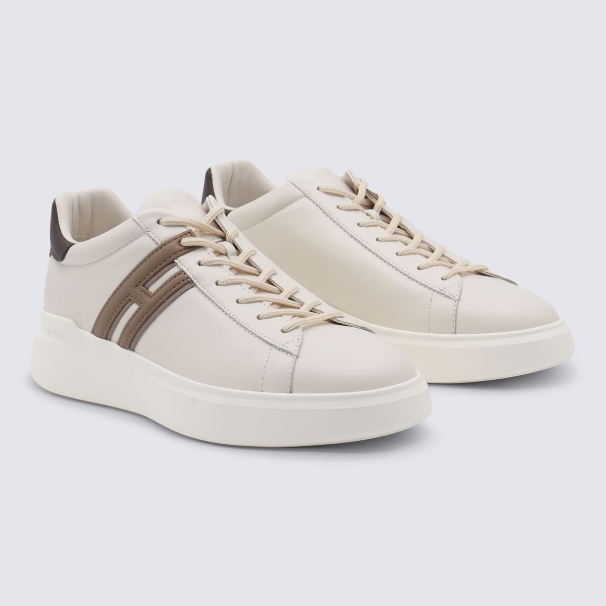 Hogan Leather Sneakers With Round Toe And Rubber Sole In White