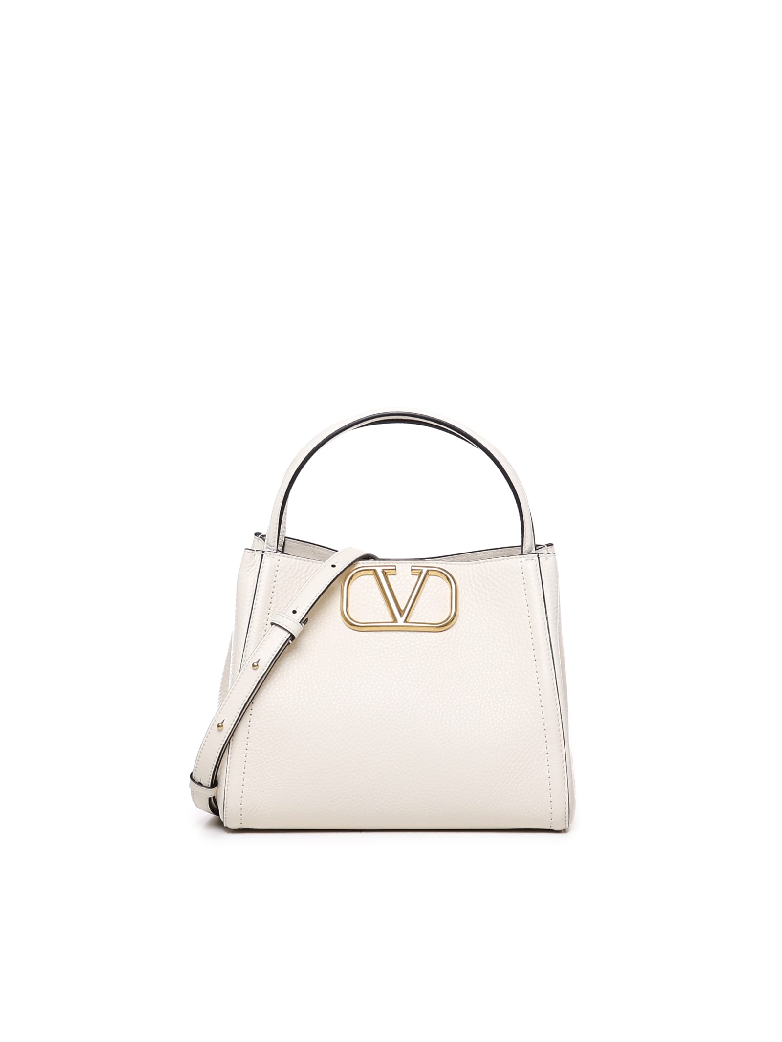 Shop Valentino Alltime Calfskin Bag In White