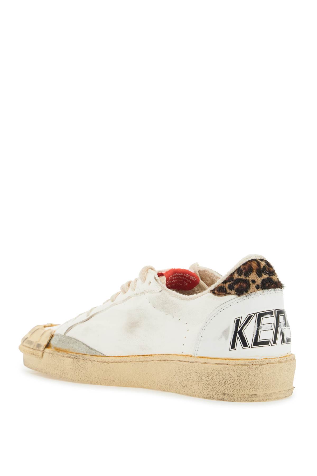 Golden Goose Ball Star In Nappa With Leopard-print Pony Skin Star And Heel Tab In Cream/beige Brown Leo/white (white)
