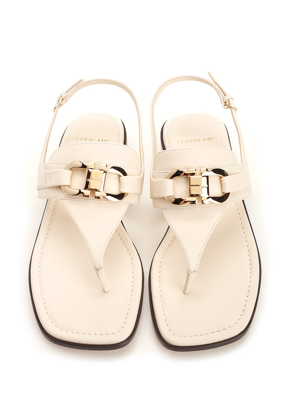 Shop Ferragamo Lula Thong Sandal In White