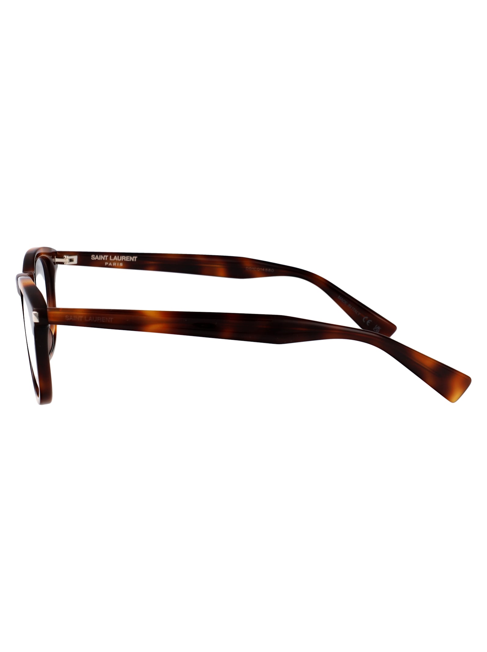 Saint Laurent Havana-havana-transparent Recycled Acetate Glasses In Transparent