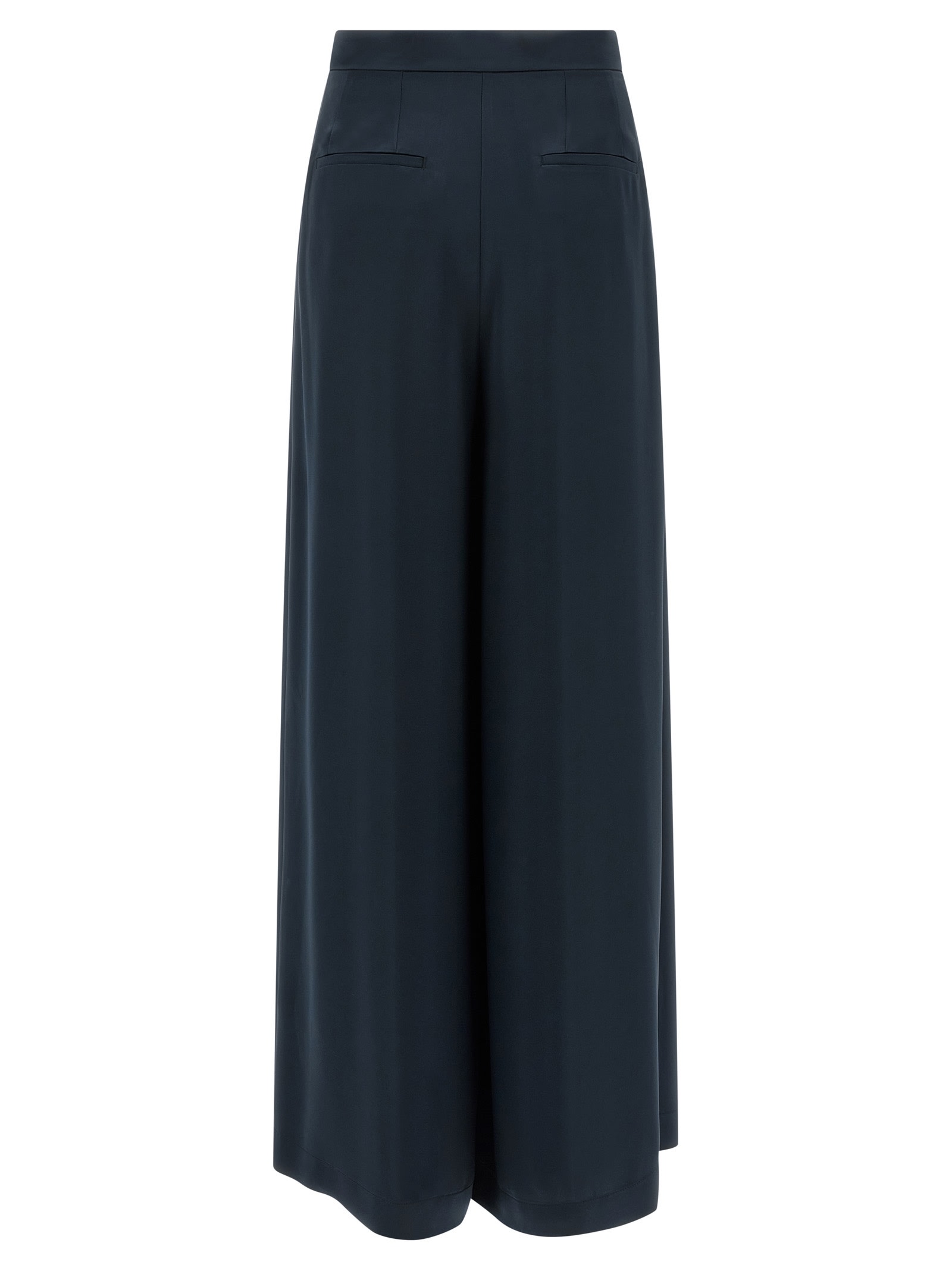 Pinko Wide Leg Pleated Trousers And Pockets In Blue