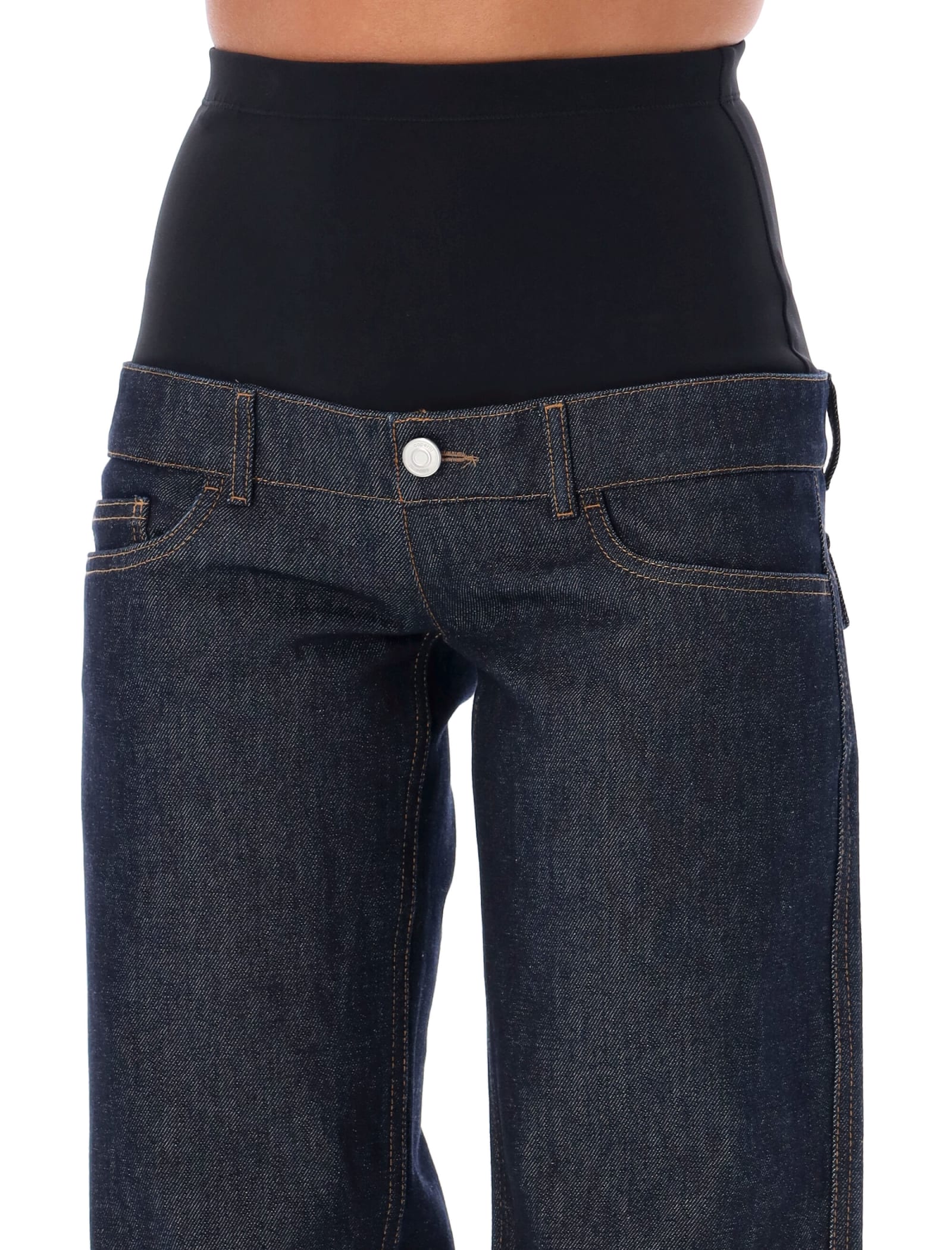 Coperni Women Blue Jeans With Stretch Waist In Denim Woman In Blue