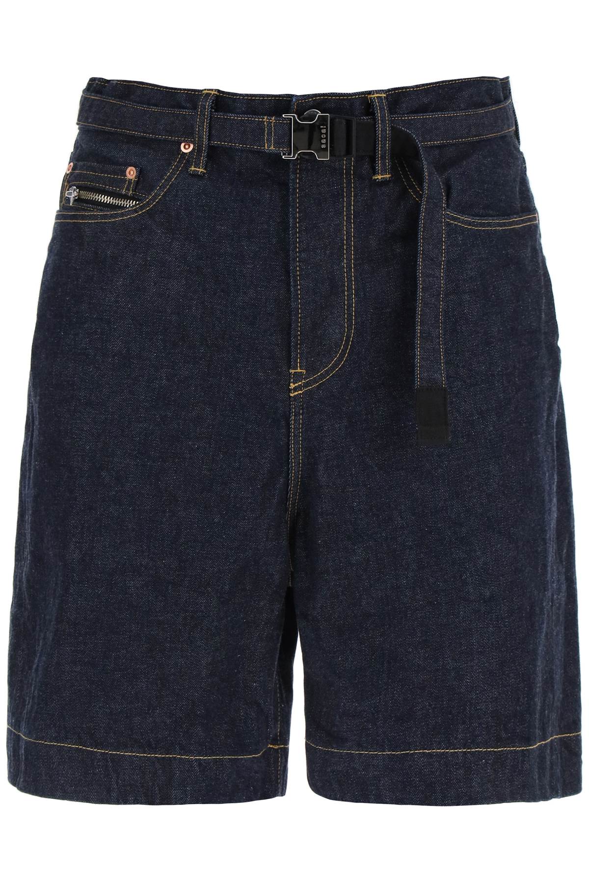 Denim Bermuda Shorts With Removable Belt