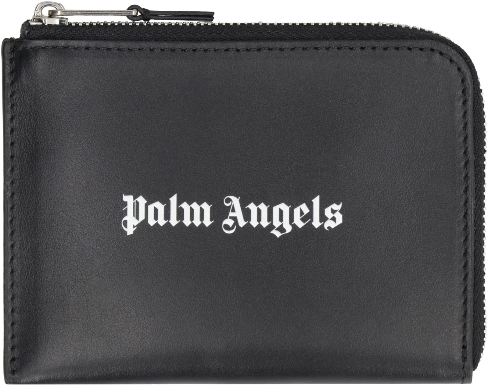 Shop Palm Angels Leather Card Holder In Black