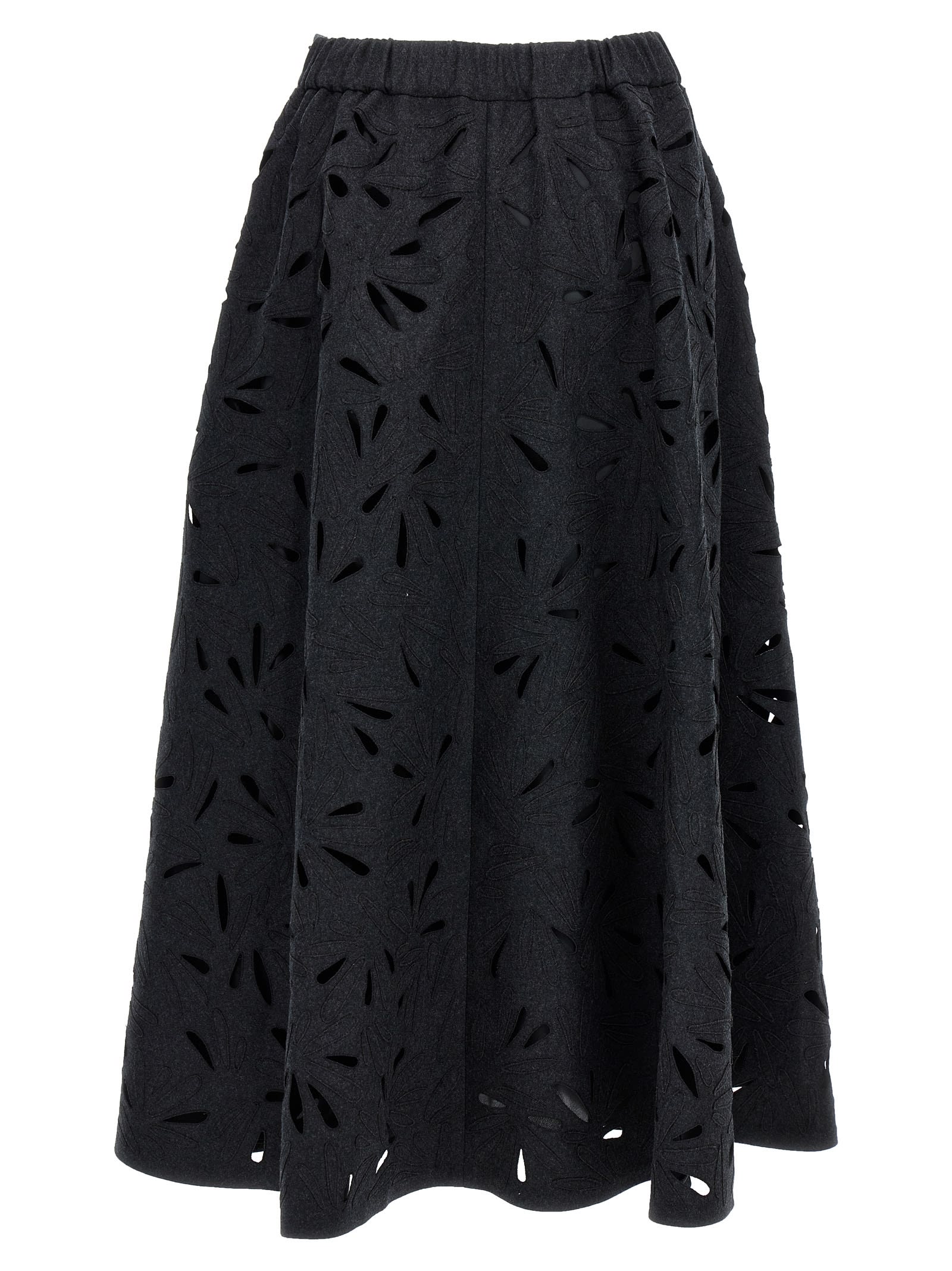 Shop Brunello Cucinelli Openwork Embroidery Skirt