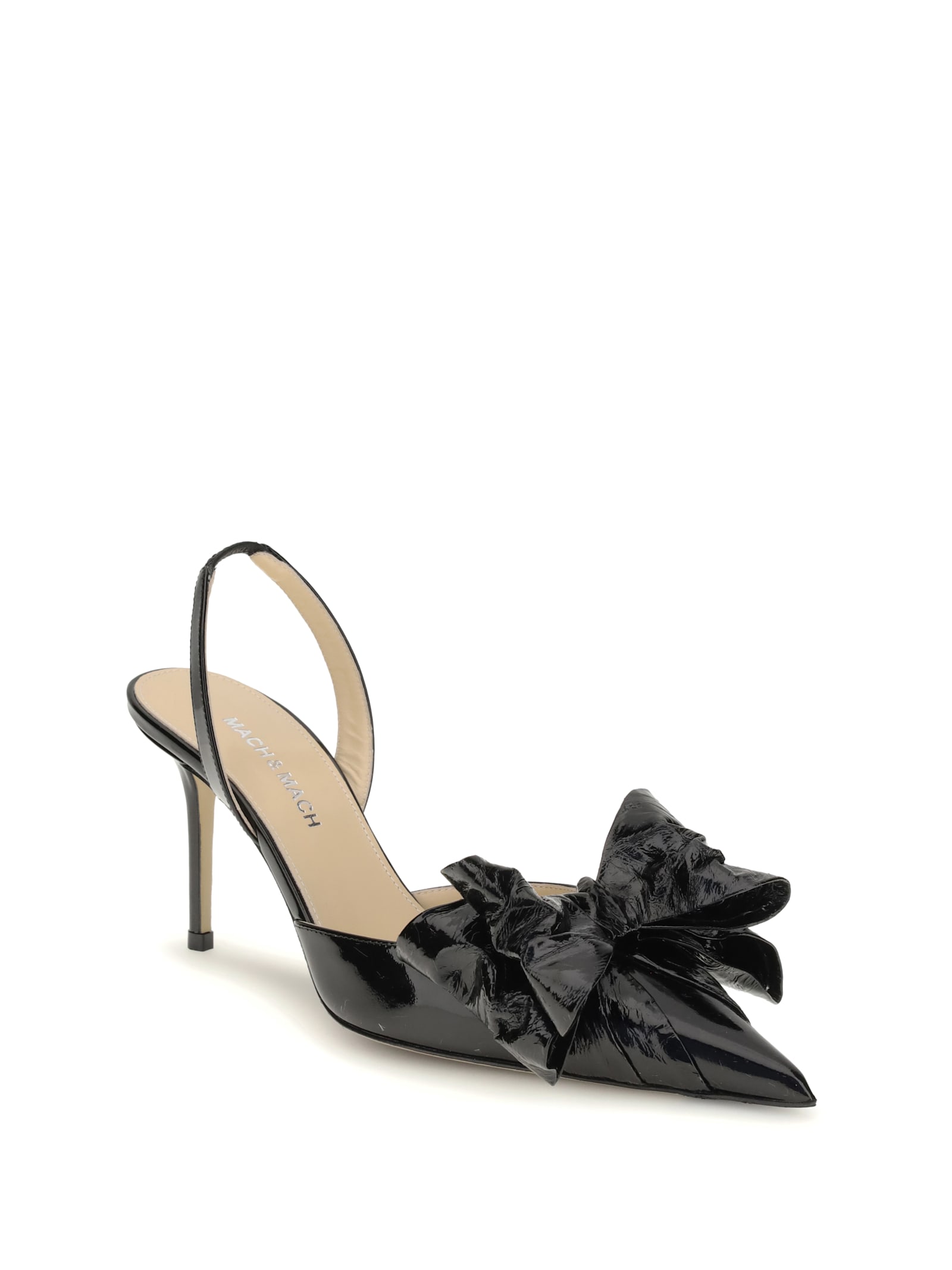 Mach &amp; Mach Le Cadeau Wrapped Leather Slingbacks In Black