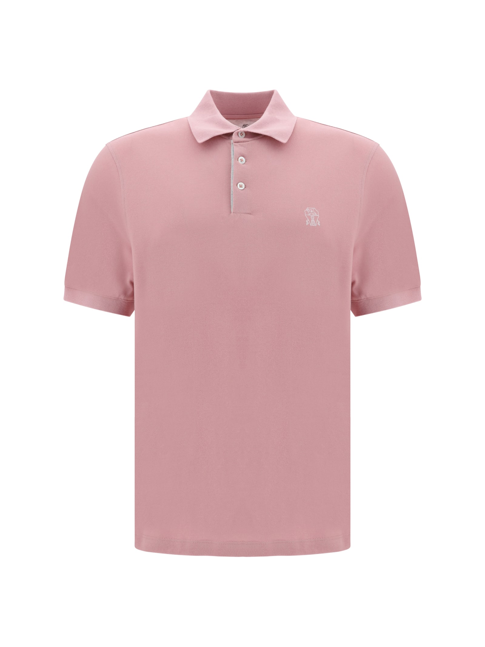 Shop Brunello Cucinelli Polo Shirt In Rosa/off-white/perla