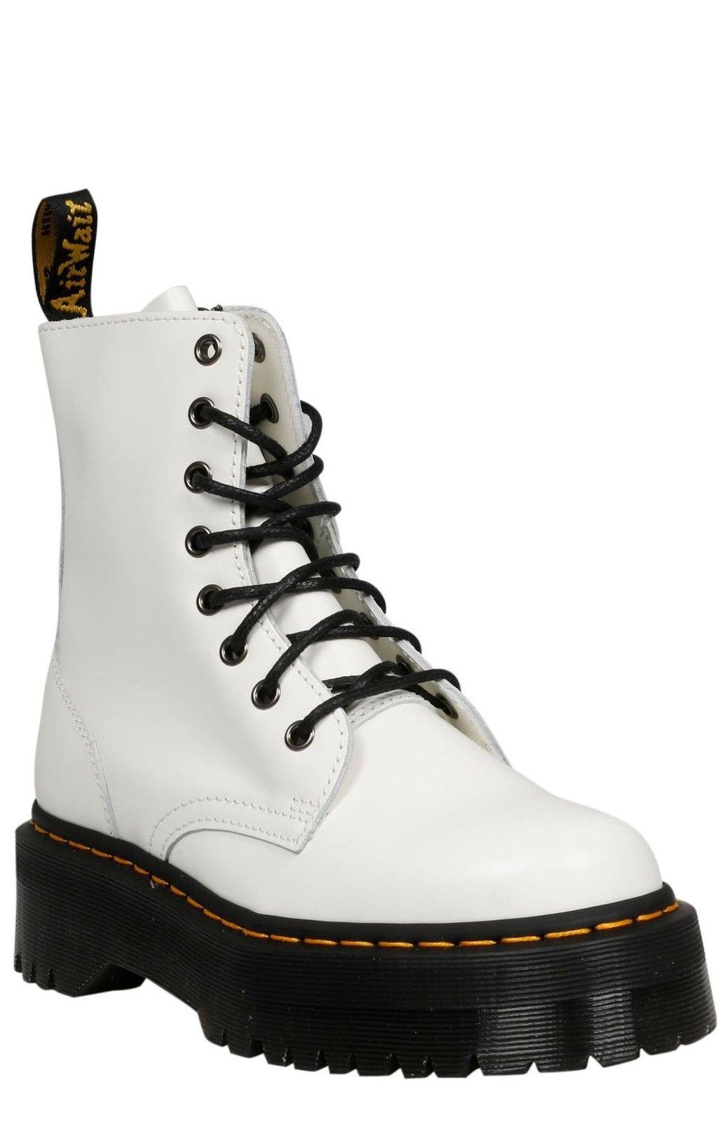 Shop Dr. Martens' Jadon Platform Boots In White Smooth