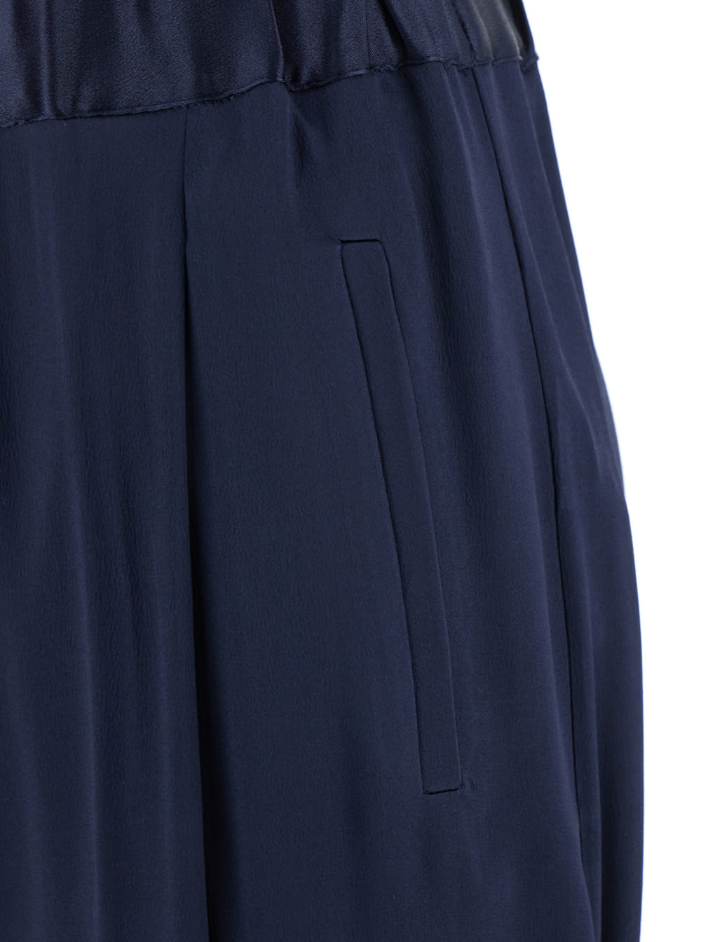 Shop Semicouture Jhonny Blu Pants With Pleated Details And Elastic Waist In Silk Blend Woman
