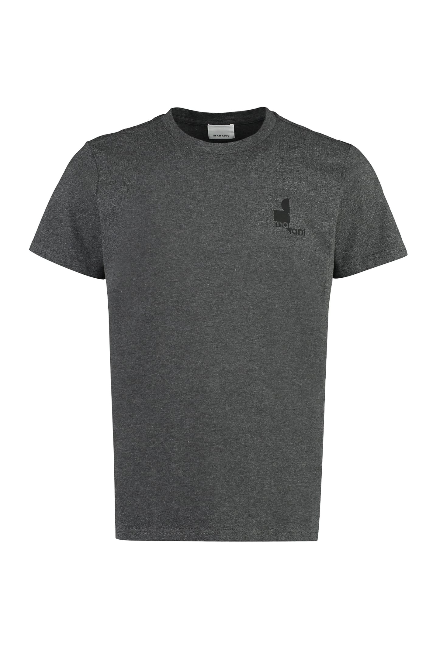 Shop Isabel Marant Zafferh Logo Cotton T-shirt In Grey