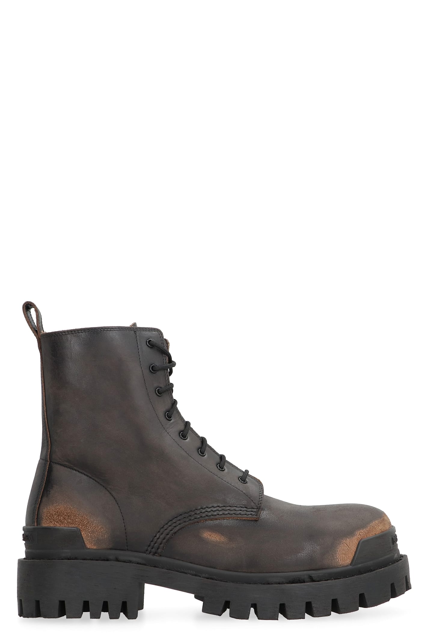 Shop Balenciaga Leather Lace-up Boots In Brown