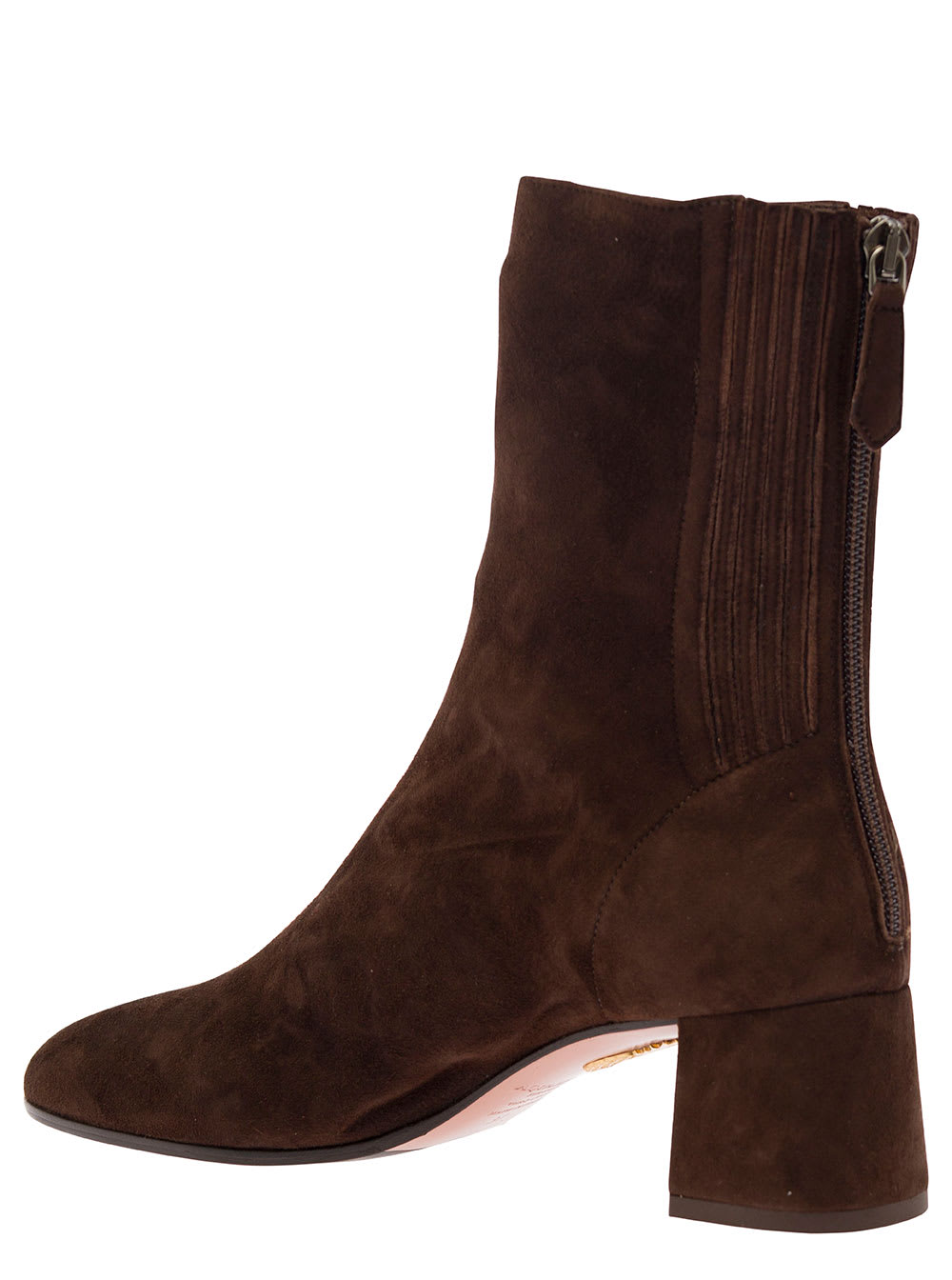 Aquazzura Saint Honorè Brown Bootie With Block Heel In Suede Woman In Brown