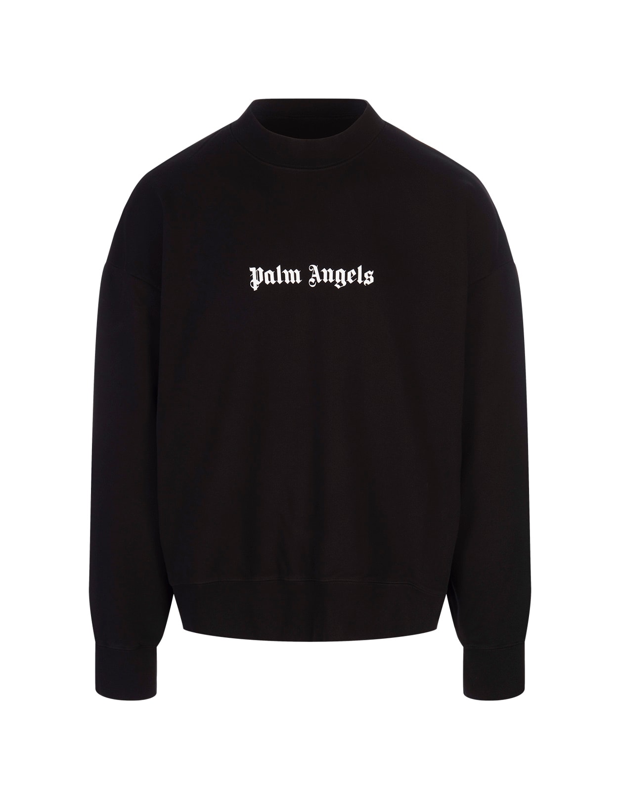 Palm Angels Black Crew-neck Sweatshirt With Contrast Logo