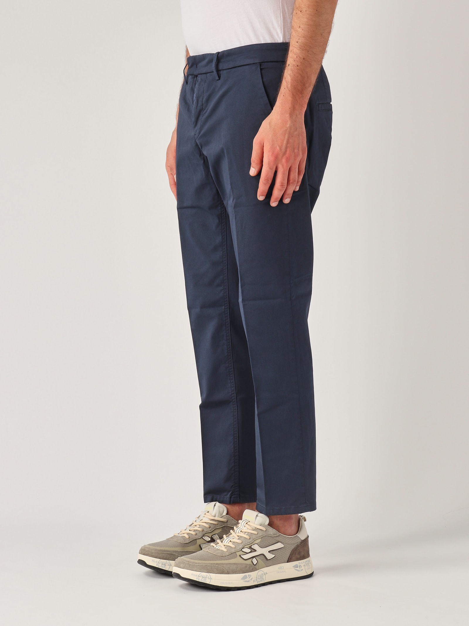 Shop Dondup Pantalone Pablo Capri Fondo 18 Tasca America Trousers In Navy