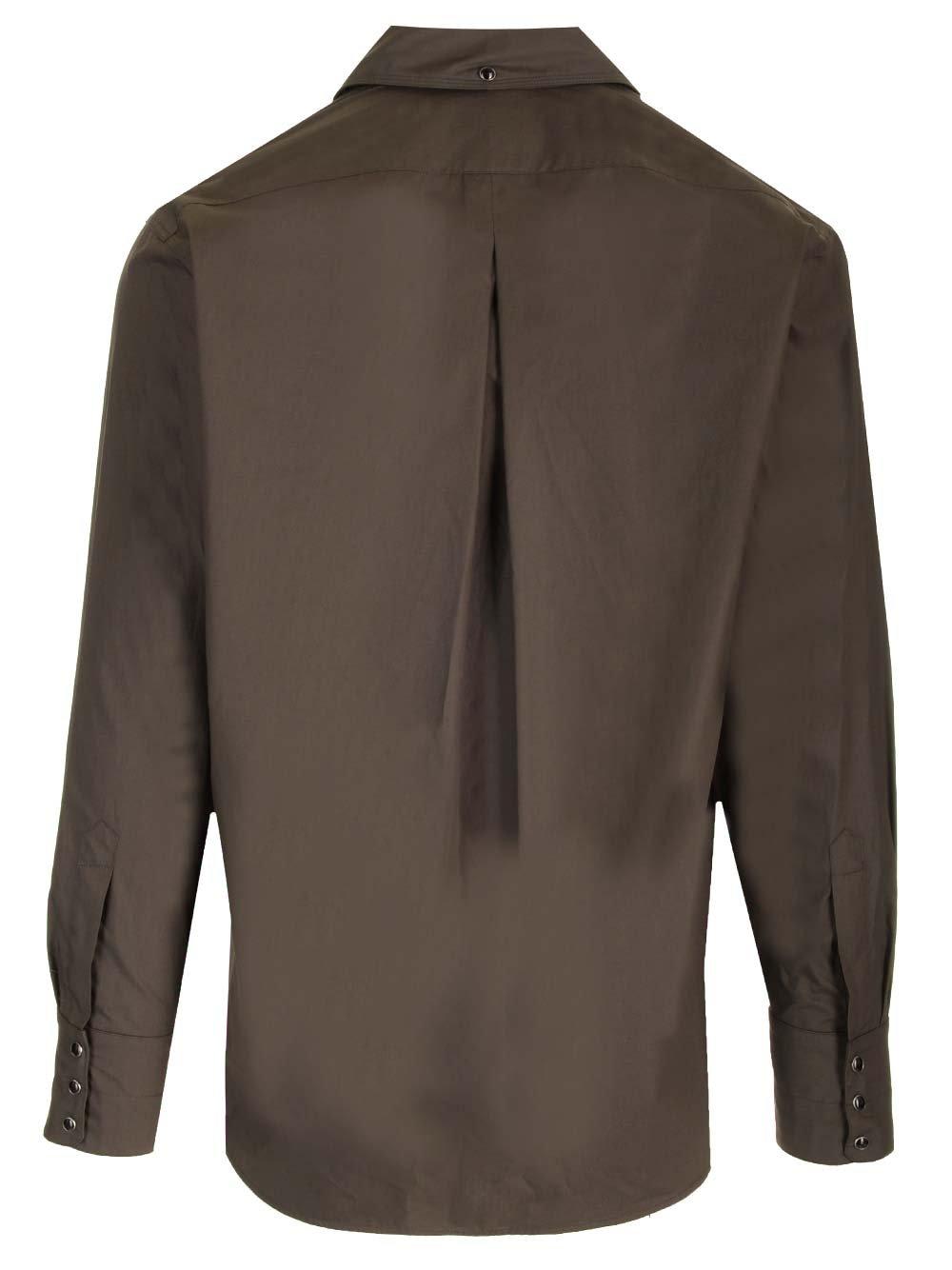 Shop Lemaire Long-sleeved Button-up Shirt In Espresso