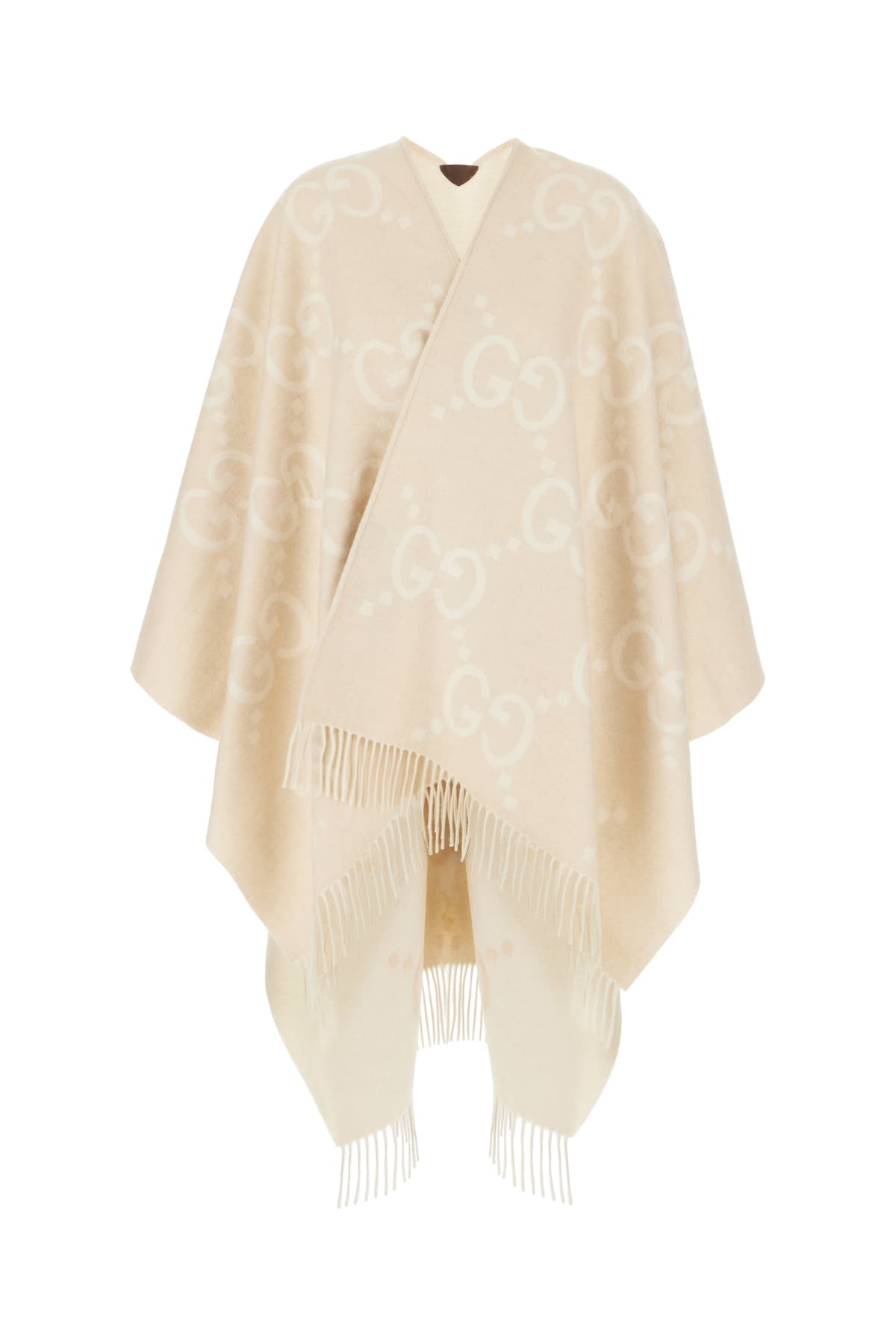 Gucci Gg Wool Poncho In Camel White