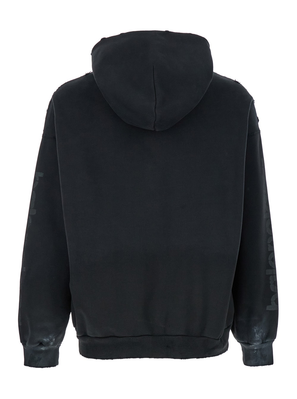 Shop Balenciaga Black Hoodie With 3b Stencil Logo In Cotton Man