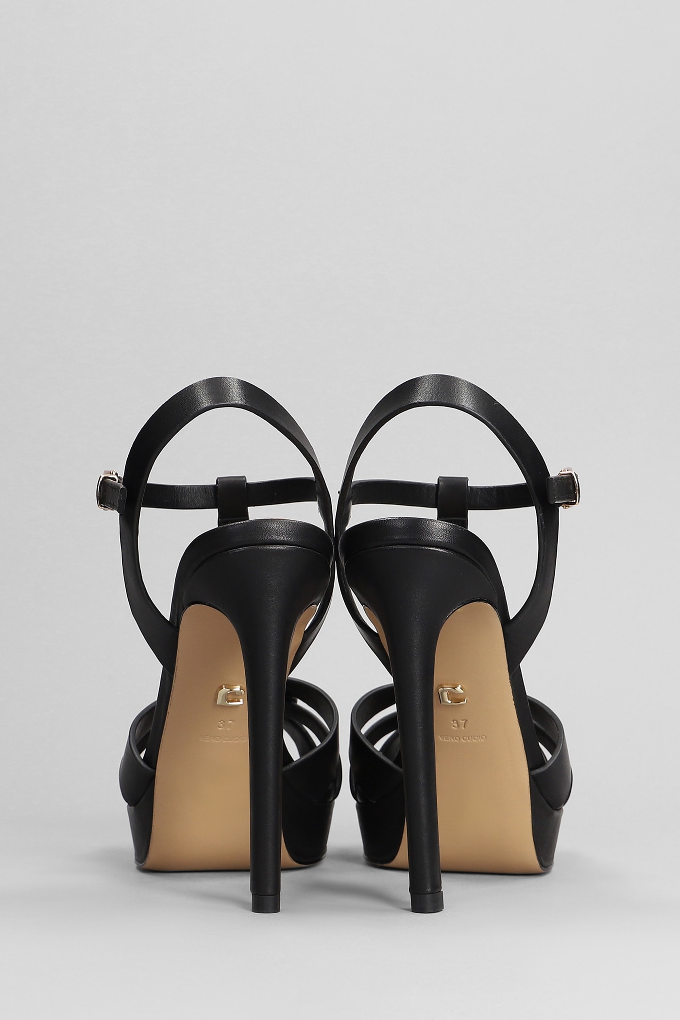 Shop Lola Cruz Aria Platform Sandals In Black Leather