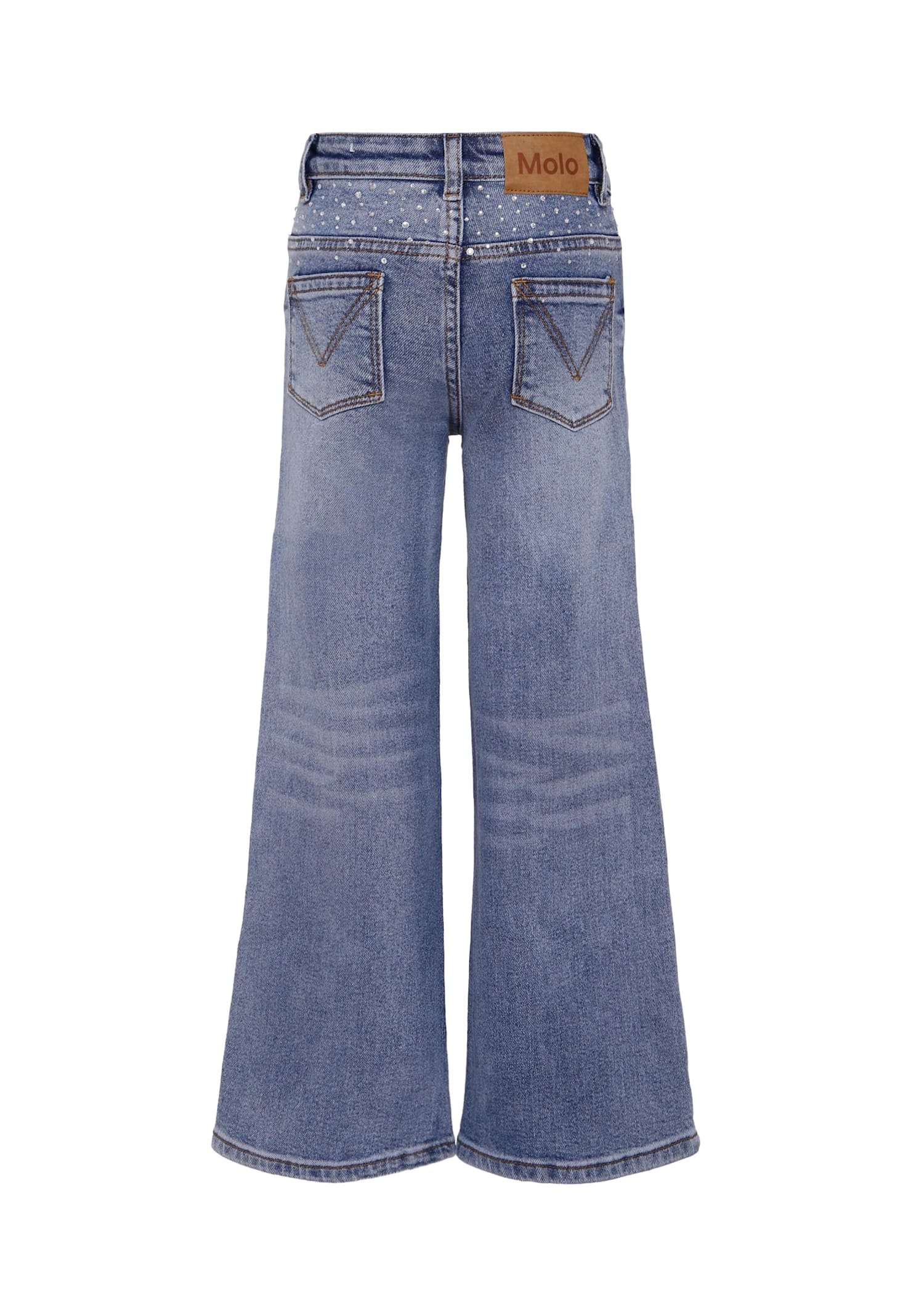 Molo Denim Jeans For Girl With Hinestones In Blue