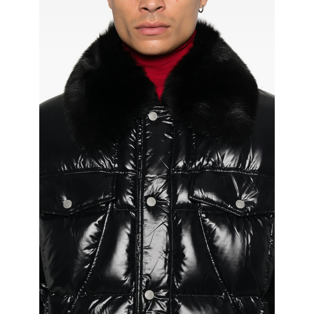 Moose Knuckles Faux-fur Collar Padded Jacket In Black