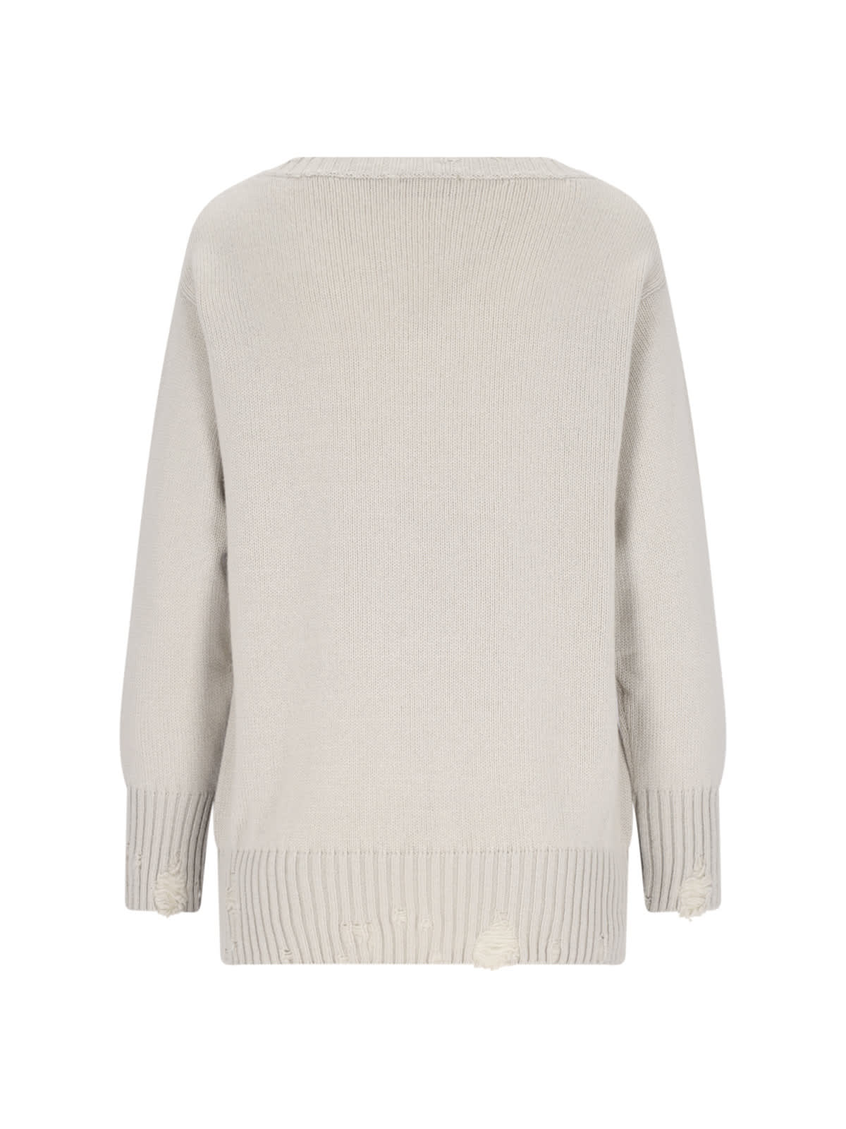 Shop Canessa Destroyed Detail Sweater In Beige