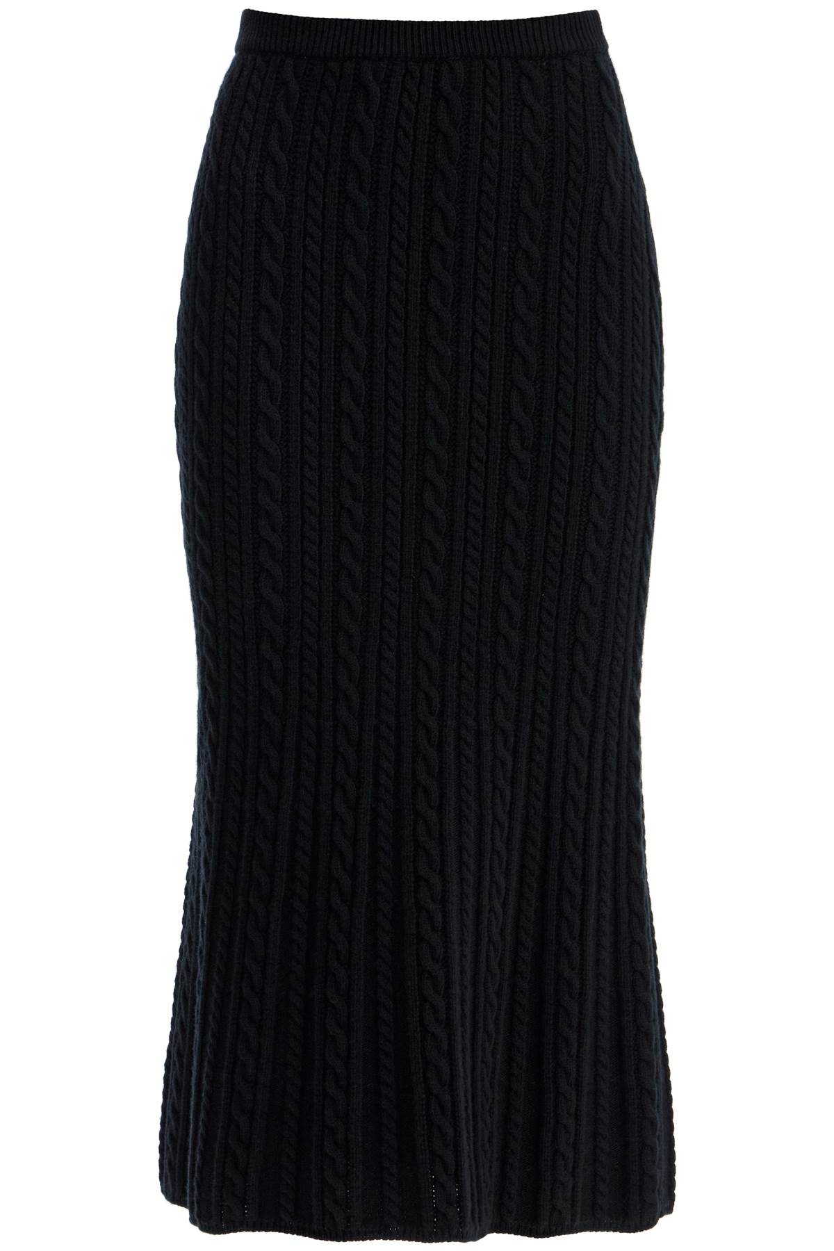 Shop Alessandra Rich Knitted Midi Skirt With Cable Knit In Black (black)