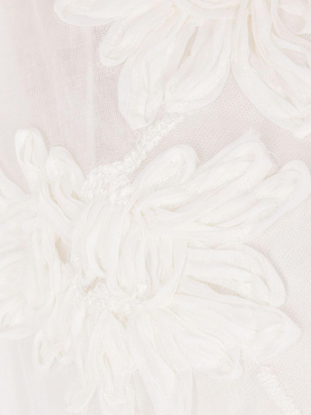Ermanno Scervino Handmade Ribbon Floral Embroidery Oversized Muslin Shirt In White