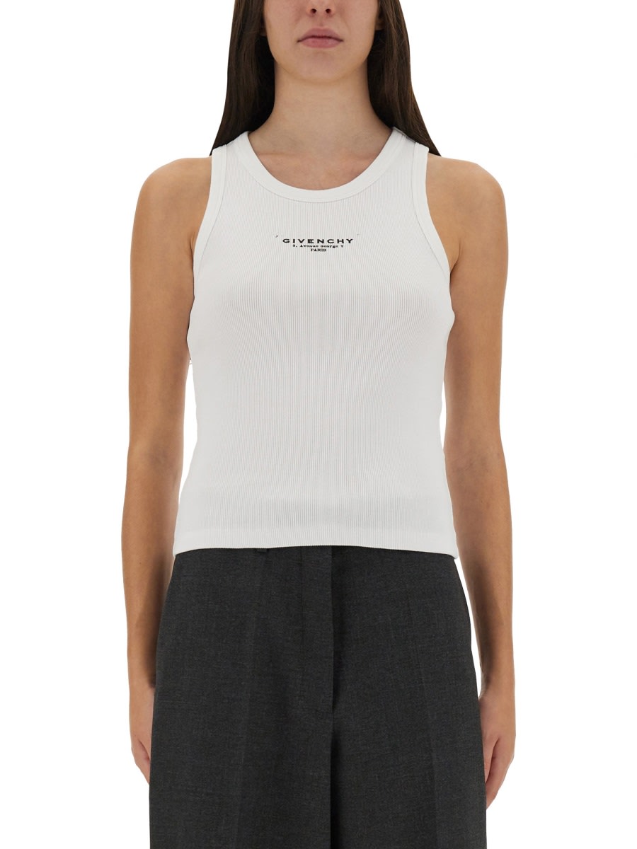 Givenchy Slim Tank Top With Logo Print In White