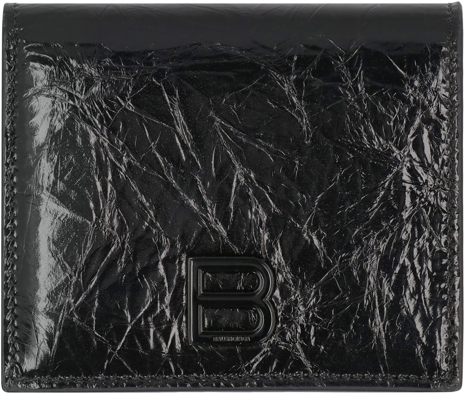 Shop Balenciaga Leather Wallet In Black