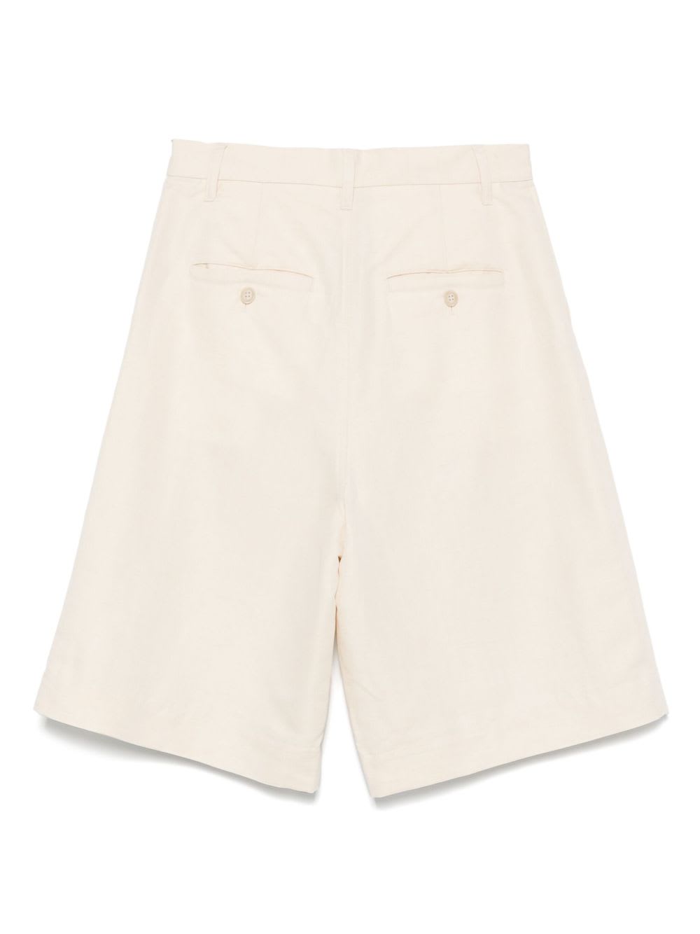 Filippa K Relaxed Pleated Cotton Linen Shorts In White