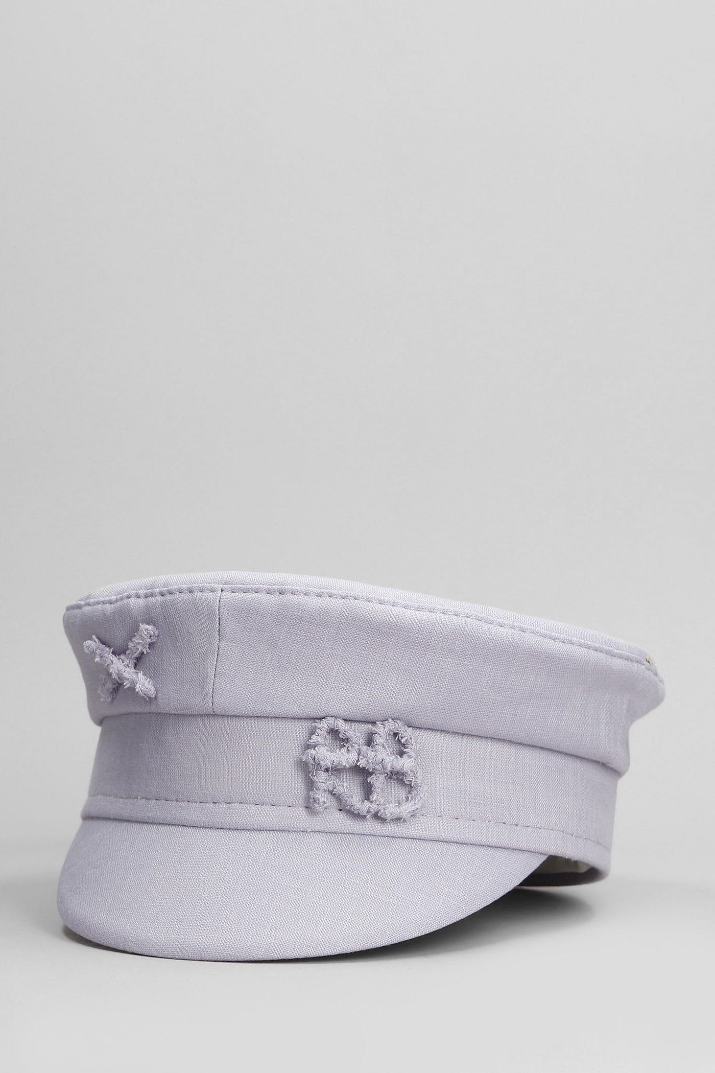 Ruslan Baginskiy Baker Boy Hats In Viola Linen In Gray