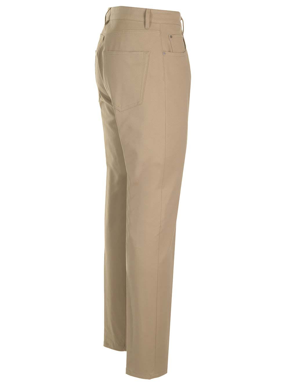 Shop Lardini Slim Fit Cotton Trousers In Beige