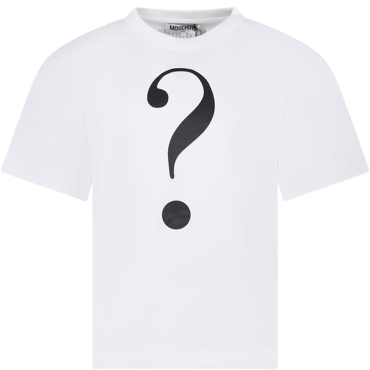 Moschino White T-shirt For Kids With Question Mark