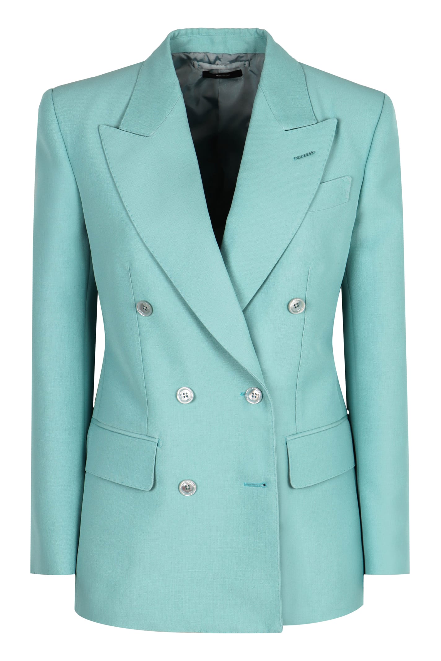 Shop Tom Ford Double-breasted Wool Blazer In Light Blue