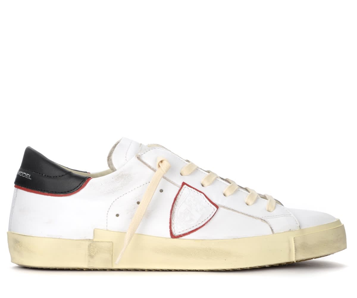 Sneaker Philippe Model Paris X In White And Red Leather