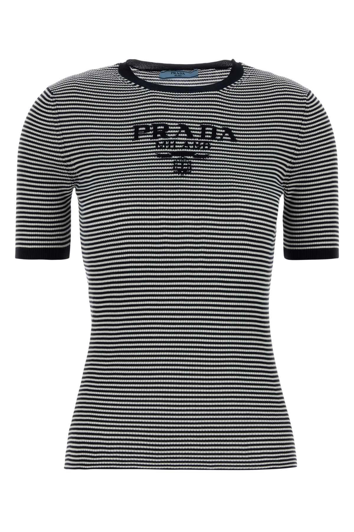 Prada Embroidered Silk T-shirt In Multi