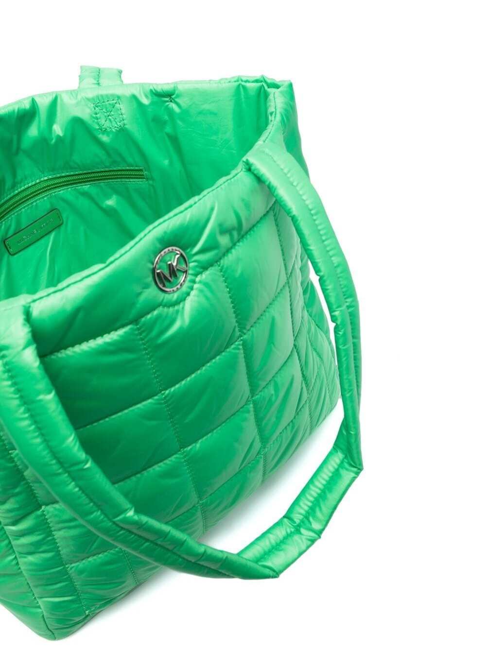 Shop Michael Michael Kors Green Large Lilah Tote Bag In Polyester Woman