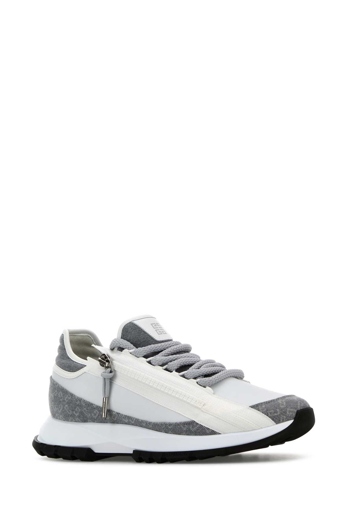 Givenchy Zippered Sneakers Contrast Panels In Greywhite