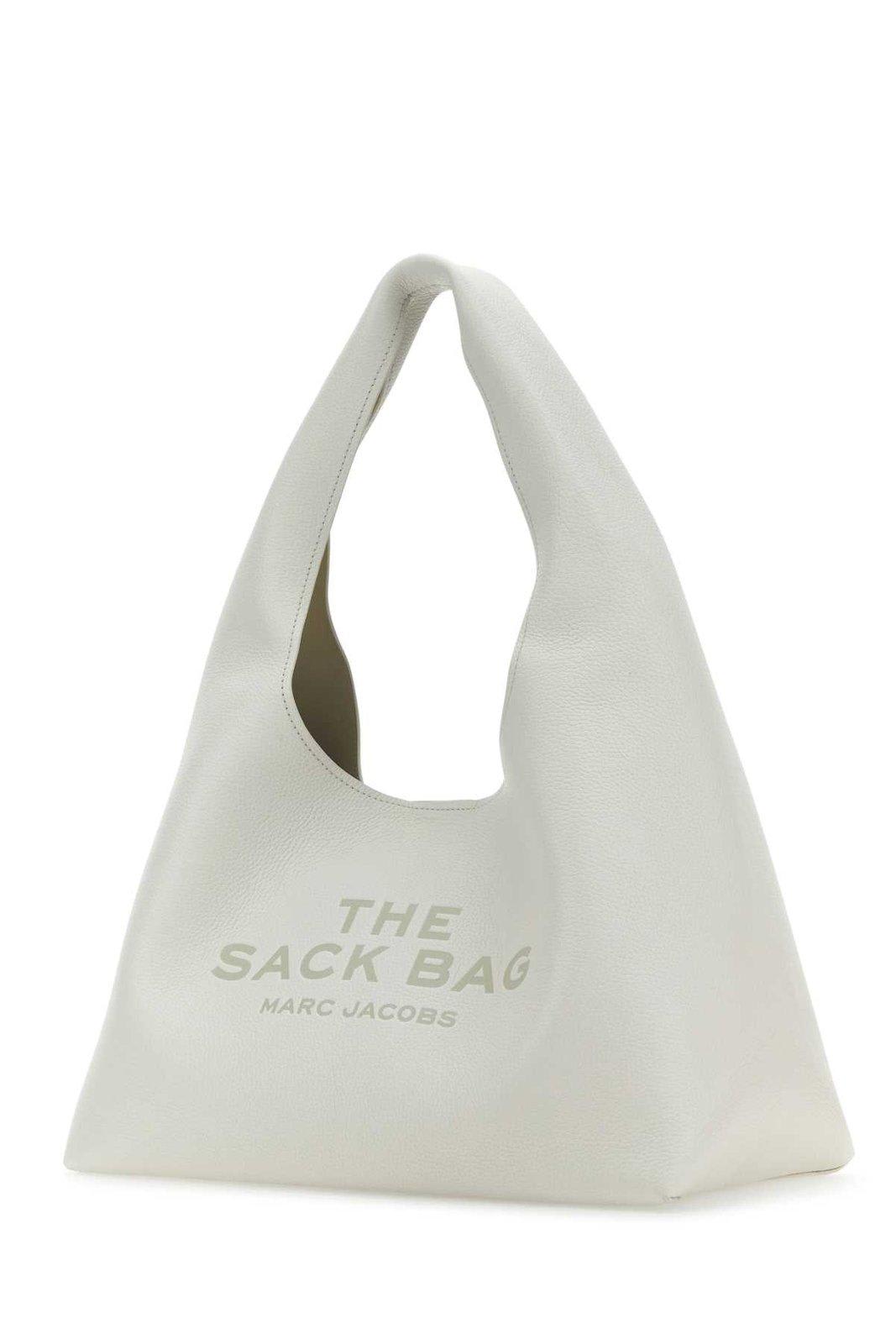 Shop Marc Jacobs The Sack Bag Logo Debossed Shoulder Bag In Bianco
