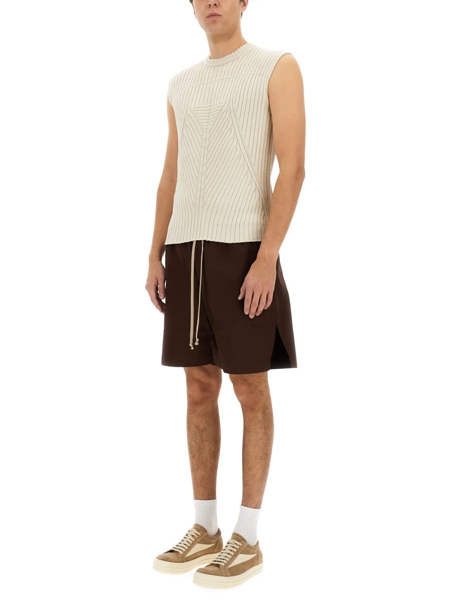 Rick Owens Textured Ribbed Knitted Vest With Geometric Pattern In White