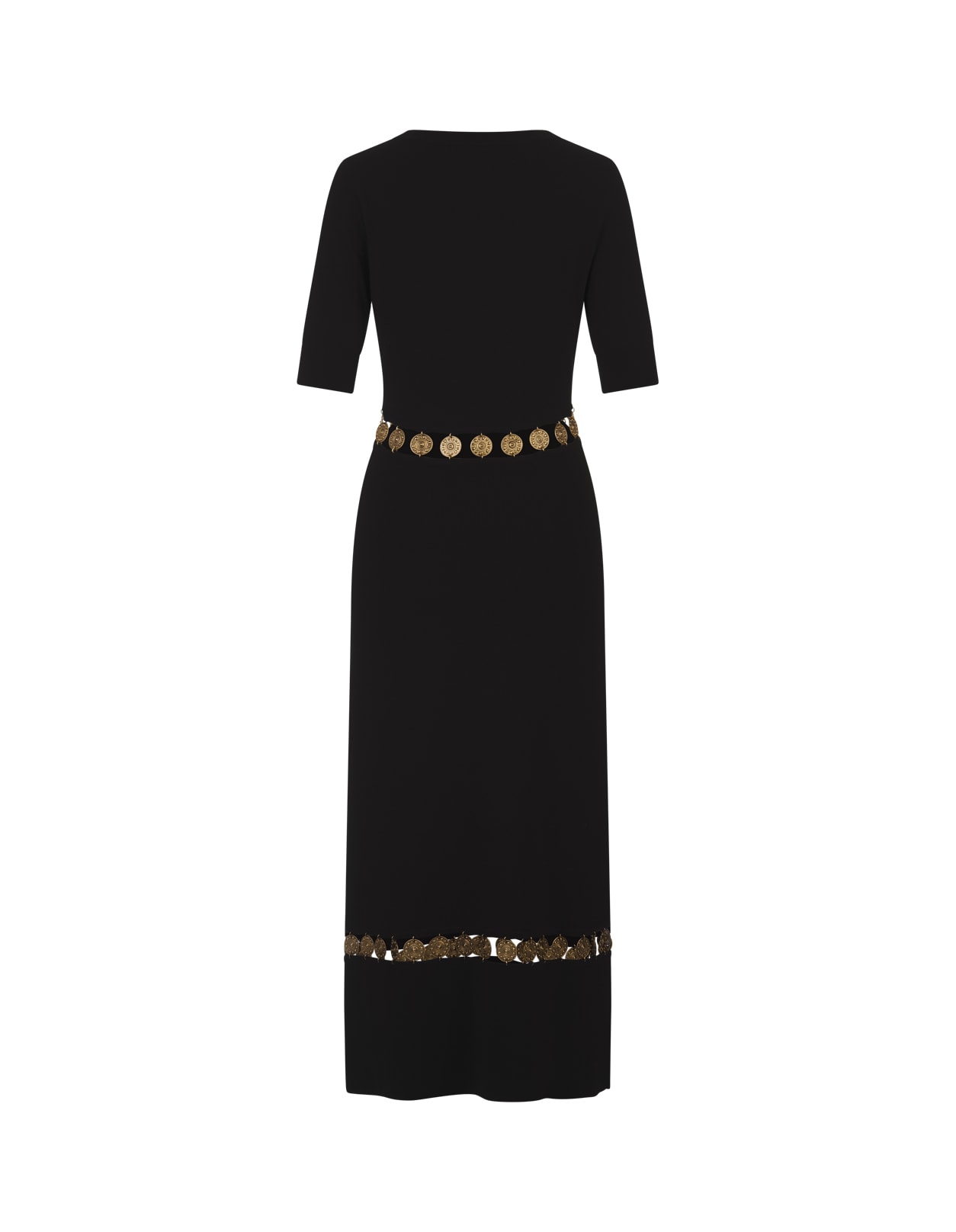 Shop Rabanne Black Knitted Long Dress With Medals