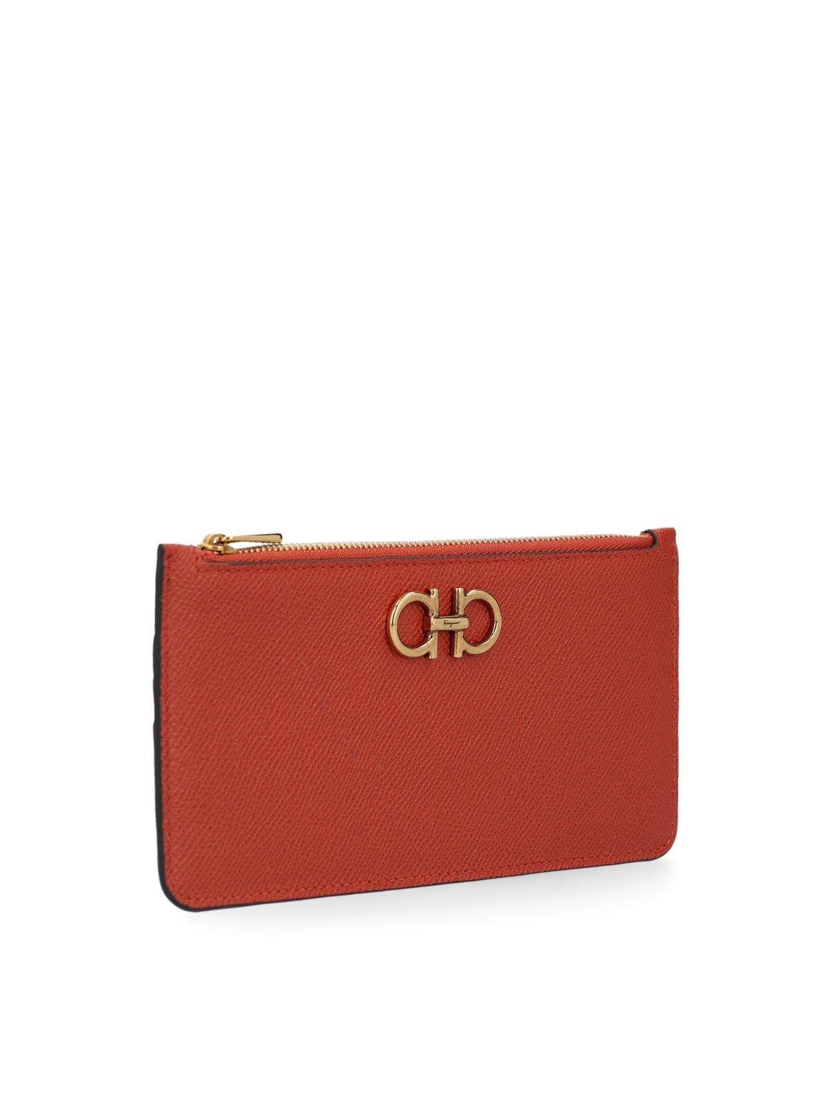 Shop Ferragamo Gancini Zipped Card Holder In Black