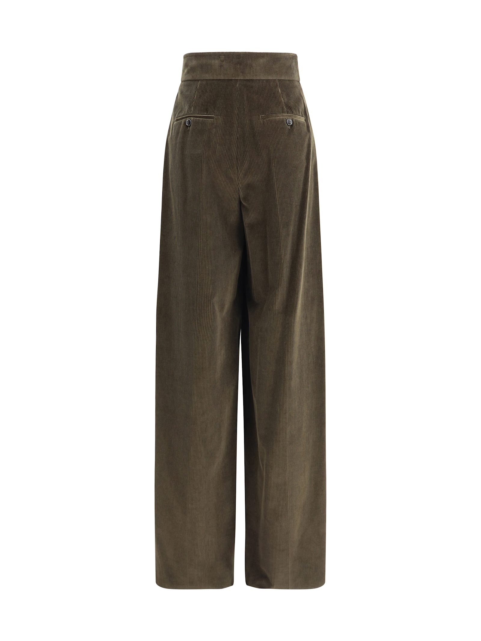 Max Mara Wide-leg Velvet Pants In Green