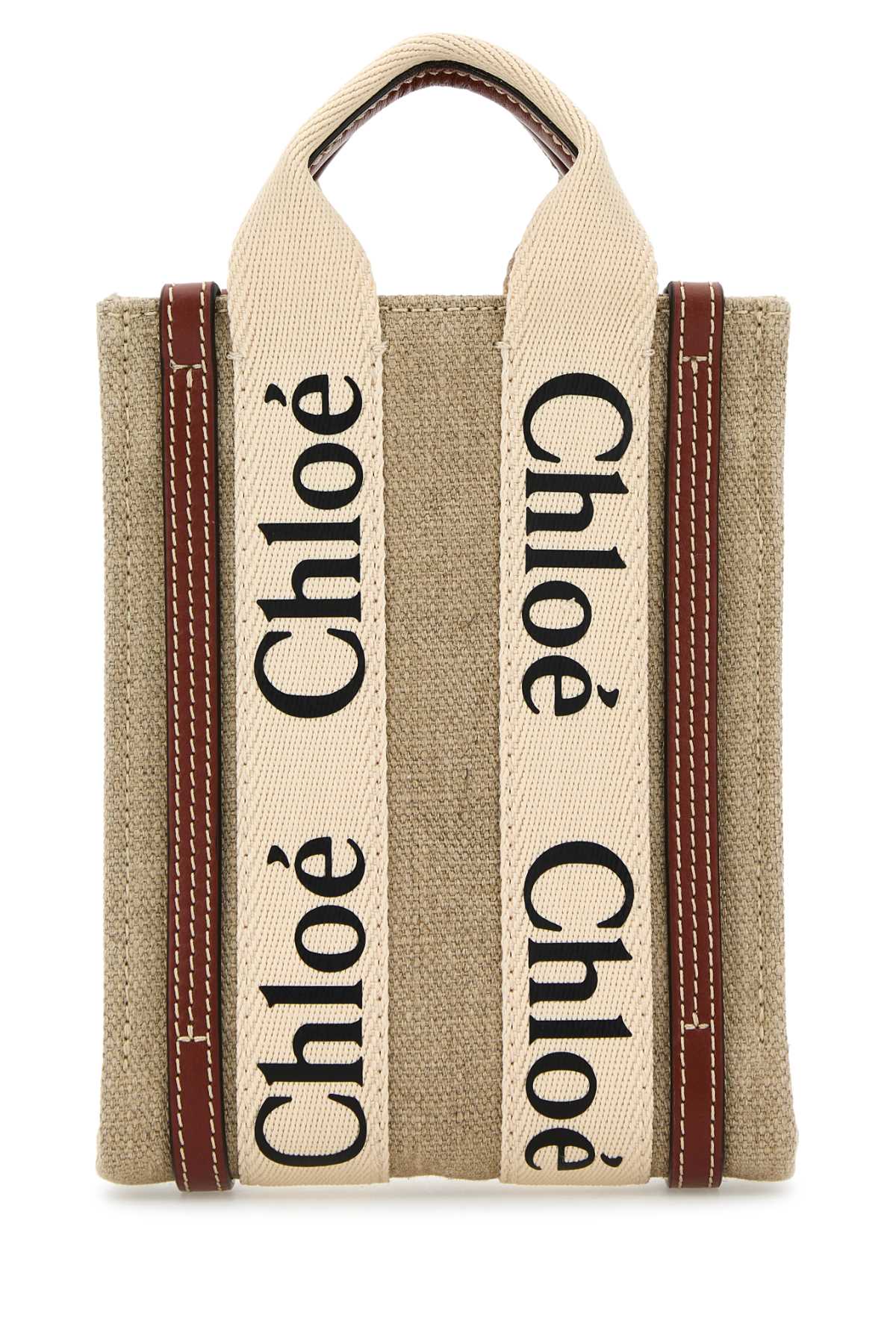 Shop Chloé Multicolor Canvas Mini Woody Handbag In Whitebrown1