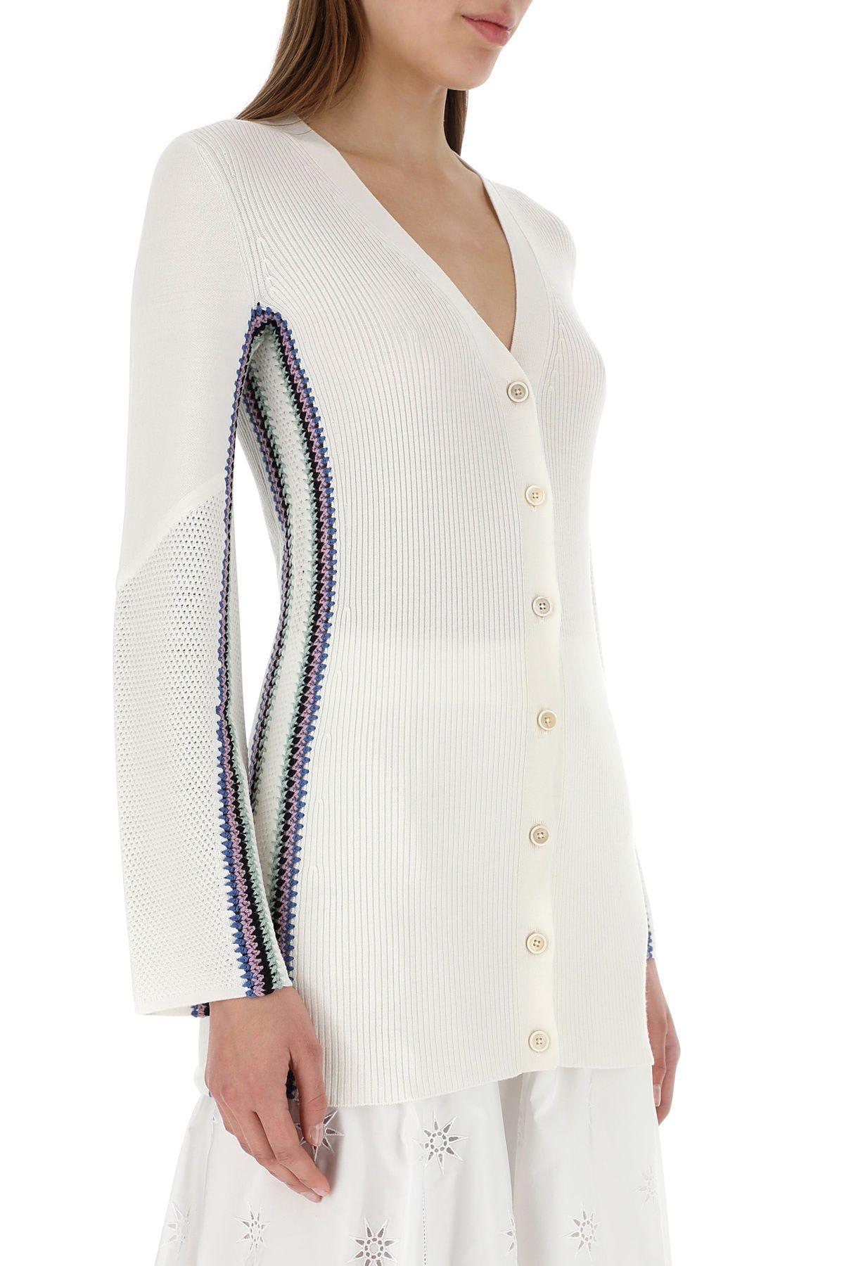 Chloé Chloe Ivory Wool Cardigan In Bianco