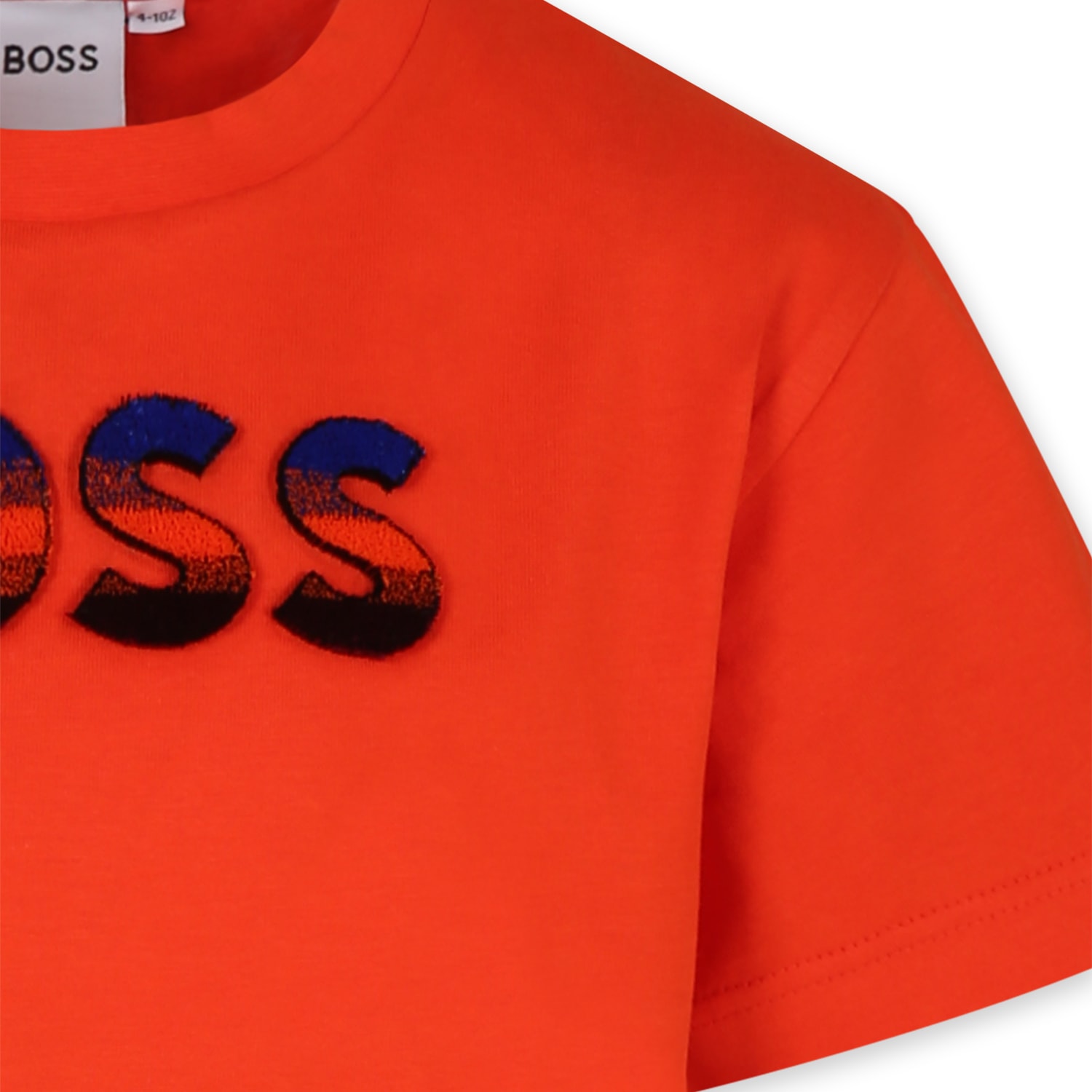 Hugo Boss Orange T-shirt For Boy With Logo In Red