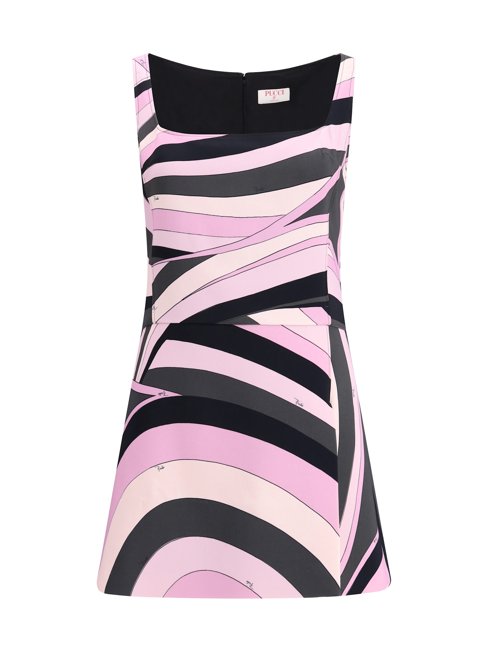 Pucci Square-neck Mini Dress In Viscose Jersey With Marmo Print In Black