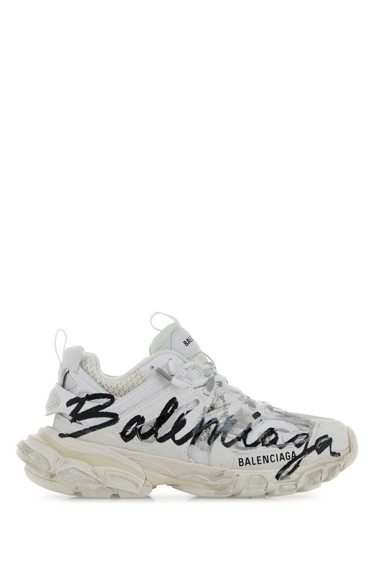 Balenciaga White Mesh And Rubber Track Sneakers In Multi