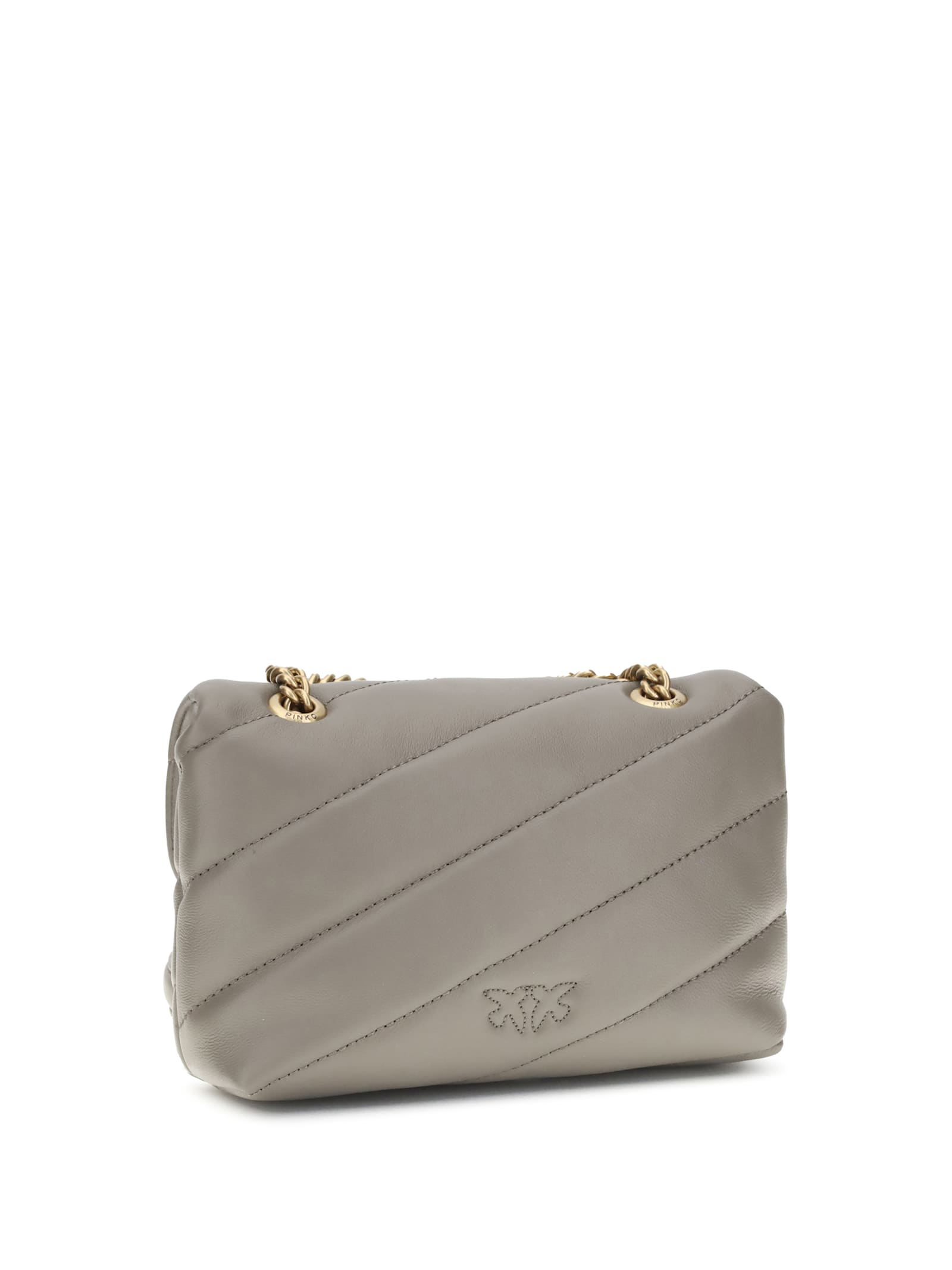 Pinko Love Quilted Logo-embellished Shoulder Bag In Gray
